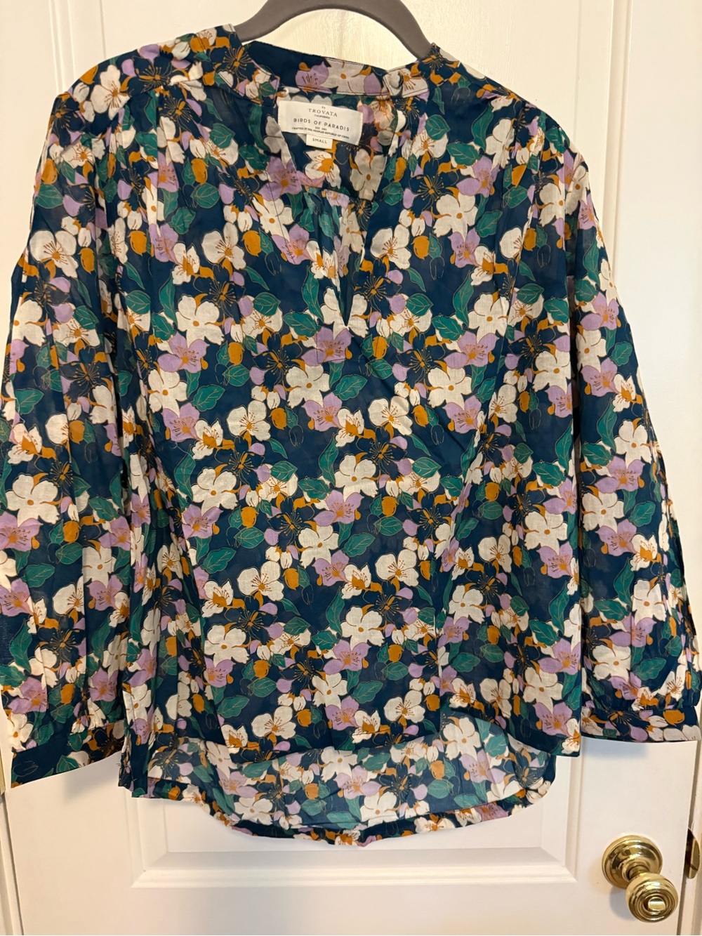 Trovata Dark Green Floral V-Neck Long Sleeve (Bailey) Blouse